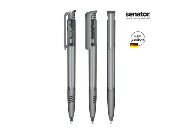 Super Hit Clear SG Druckkugelschreiber in Cool Gray: Moderner Stift für trendbewusstes Schreiben TK Gruppe® Grosshandel 