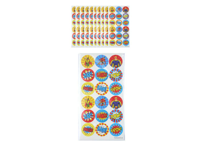 Superhelden-Aufkleber 2,5 cm, 18 Stück Pro Blatt - Bunte Sticker für Kinder & Party TK Gruppe® Grosshandel 