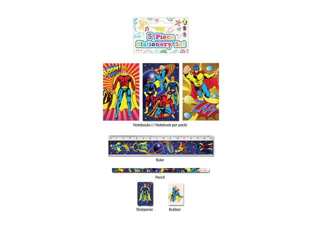 Superhelden-Briefpapier-Set, 5-teilig – ideal für Geschenke und Fanartikel TK Gruppe® Grosshandel 