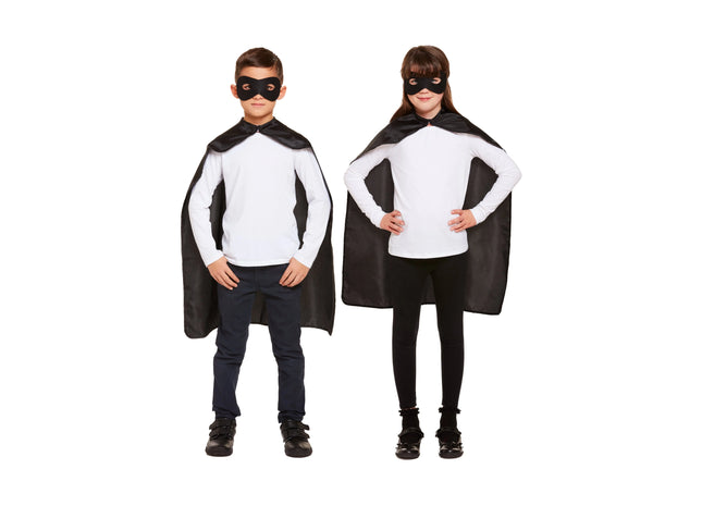 Superhelden-Kostüm für Kinder, Einheitsgröße, Schwarz - Hochwertiges Verkleidungsset TK Gruppe® Grosshandel 
