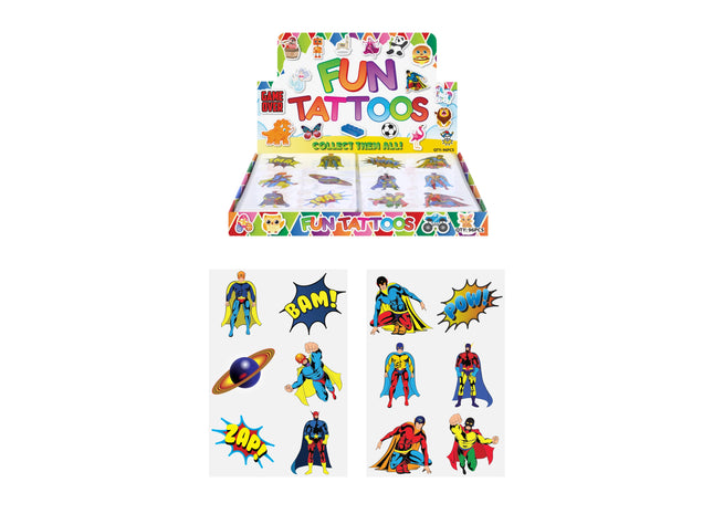 Superhelden Mini Tattoos, 4cm, 6er Set, 2 Designs - Hautfreundliche Kindertattoos TK Gruppe® Grosshandel 