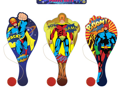 Superhelden Paddleball-Schläger, Holz, 22 cm, 3 Varianten - Spielzeug Für Draußen TK Gruppe® Grosshandel 
