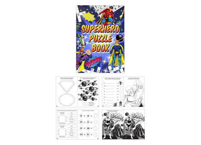 Superhelden-Rätselbuch 10,5x14,5 cm, 16 Seiten – Lernspaß für Kinder TK Gruppe® Grosshandel 