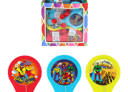 Superhelden-Schläger und Ball-Set, 12 cm, 3 Designs, 3 Farben, Outdoor-Spielzeug für Kinder TK Gruppe® Grosshandel 