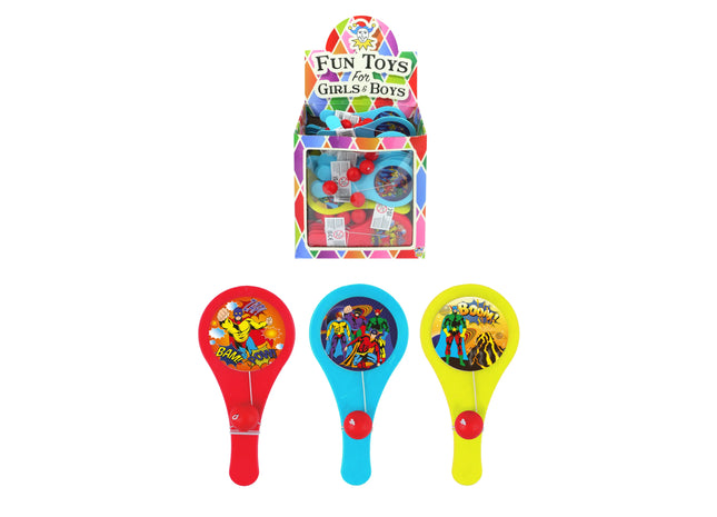 Superhelden-Schläger und Ball-Set, 12 cm, 3 Designs, 3 Farben, Outdoor-Spielzeug für Kinder TK Gruppe® Grosshandel 