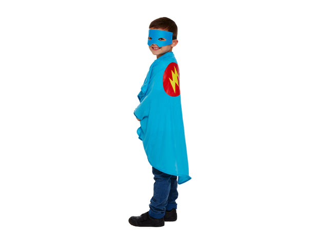 Superheldenkostüm für Kinder, Blau, Einheitsgröße - Karnevalsverkleidung TK Gruppe® Grosshandel 