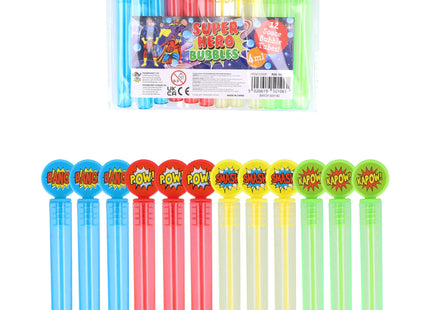 Superheroes Bubble Party Röhrchen, 4ml, 10,5cm, 4 Farben Set TK Gruppe® Grosshandel 