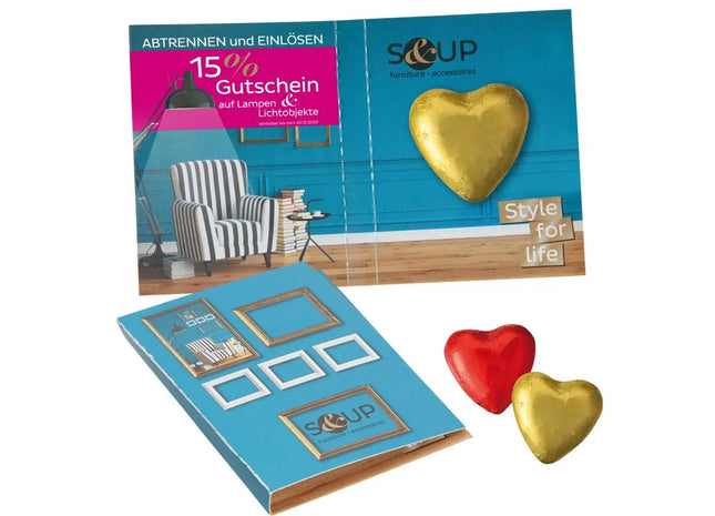 Süßes Briefchen mit Schokoladenherz und Personalisiertem Druck TK Gruppe® Grosshandel 