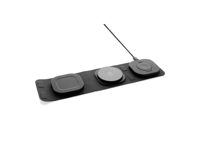 Swiss Peak 15W 3-in-1 Kabelloses Reise-Ladegerät aus RCS Plastik - Grau-Schwarz Mobilstation TK Gruppe® Grosshandel 