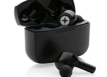 Swiss Peak ANC TWS-Kopfhörer aus recyceltem RCS Kunststoff - schwarz TK Gruppe® Grosshandel 