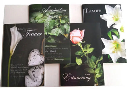 Sympathy Card with Floral Print on Black Background TK Gruppe® Grosshandel 