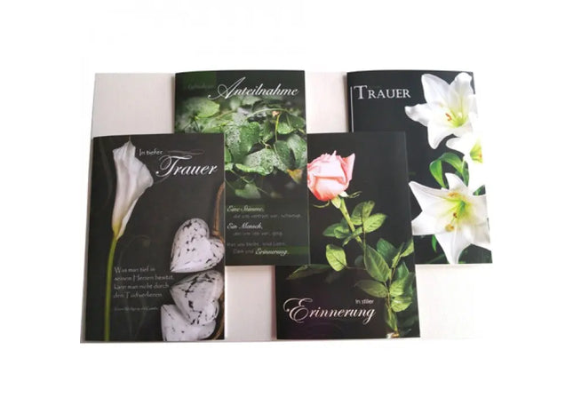 Sympathy Card with Floral Print on Black Background TK Gruppe® Grosshandel 