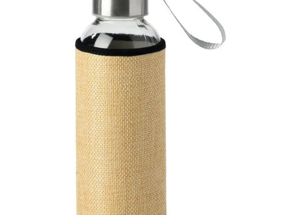 TAKE JUTY Glas-Wasserflasche mit Jute-Bezug, Natur - Öko-Stil TK Gruppe® Grosshandel 