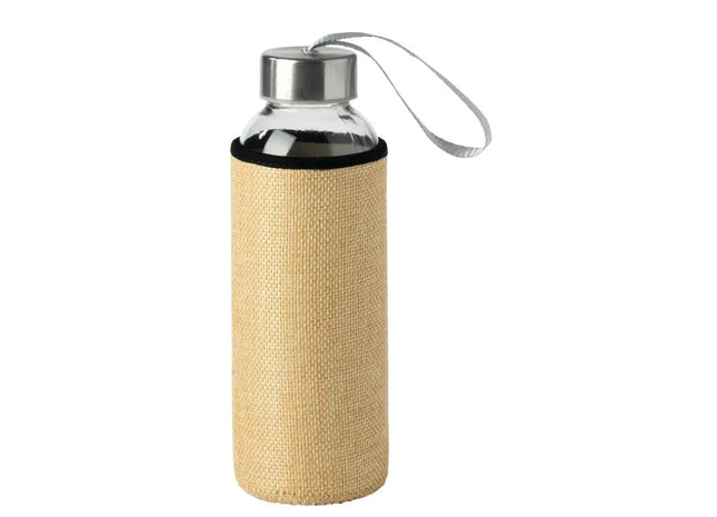 TAKE JUTY Glas-Wasserflasche mit Jute-Bezug, Natur - Öko-Stil TK Gruppe® Grosshandel 