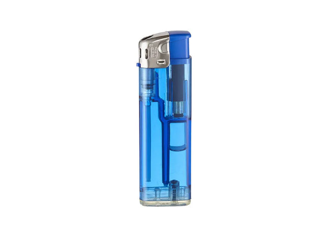 TOM Elektronik-Feuerzeug QM-506 - Transparent Blau – Modern, zuverlässig, langlebig TK Gruppe® Grosshandel 