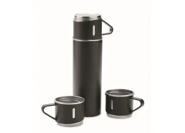 TONIA 2-teiliges Set: Flasche & Becher, Schwarz, Isoliert & Stilvoll TK Gruppe® Grosshandel 