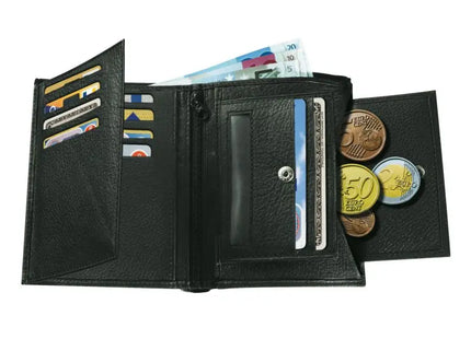TRAPANI Echtleder-Geldbörse - Schwarz Edle und langlebige Brieftasche für Damen und Herren TK Gruppe® Grosshandel 