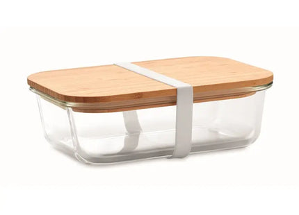 TUNDRA LUNCHBOX Glas, Transparent mit Bambusdeckel, Umweltfreundlich TK Gruppe® Grosshandel 