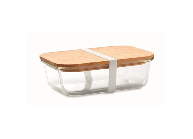 TUNDRA LUNCHBOX Glas, Transparent mit Bambusdeckel, Umweltfreundlich TK Gruppe® Grosshandel 