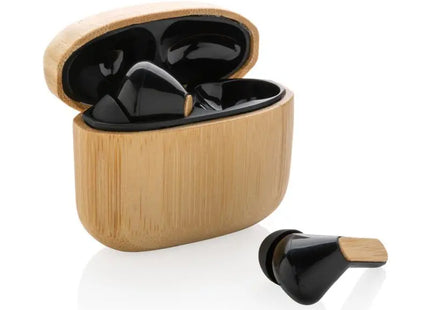 TWS-Kopfhörer aus RCS recyceltem Kunststoff & Bambus - Braun TK Gruppe® Grosshandel 
