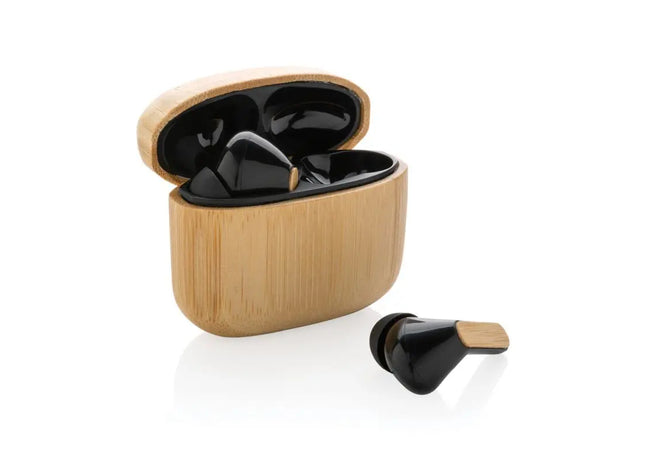 TWS-Kopfhörer aus RCS recyceltem Kunststoff & Bambus - Braun TK Gruppe® Grosshandel 