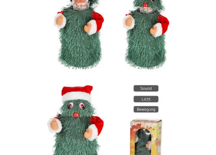 Tanzender Weihnachtsbaum und Santa mit Musik - Animierte Weihnachts-Deko, ca. 20cm hoch TK Gruppe® Grosshandel 