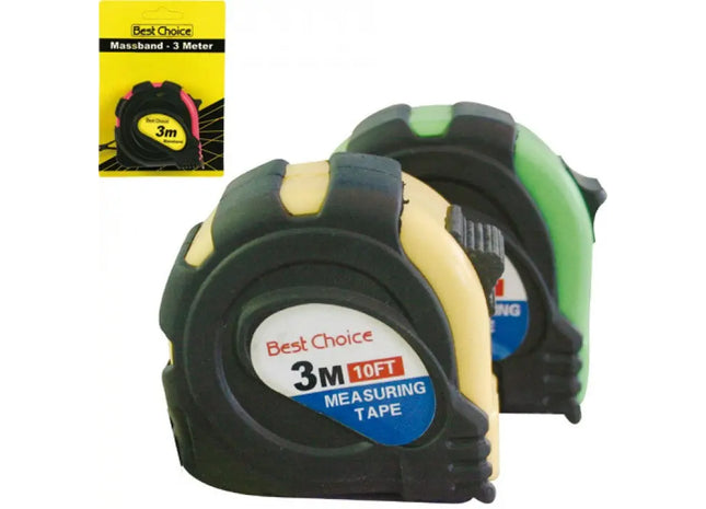 Tape Measure Reel 3m Encased in Rubber-Grip Housing 6x6x3cm TK Gruppe® Grosshandel 