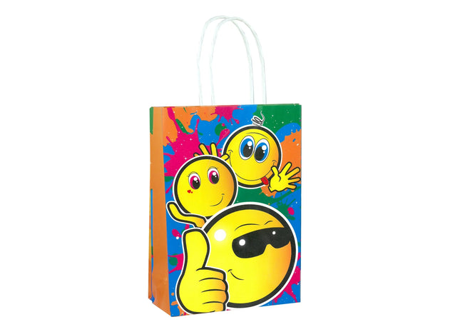 Tasche mit Smile-Face & Griff, 14x21x7 cm, Trendiges Design, Gelb TK Gruppe® Grosshandel 