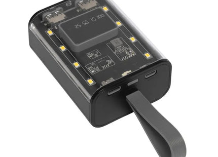 Multifunktionale Powerbank / Taschenlampe OPEN SOURCE - schwarz - durchsichtig, tragbarer Akku TK Gruppe® Grosshandel 