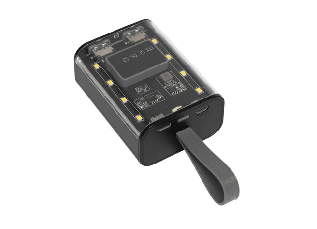 Multifunktionale Powerbank / Taschenlampe OPEN SOURCE - schwarz - durchsichtig, tragbarer Akku TK Gruppe® Grosshandel 