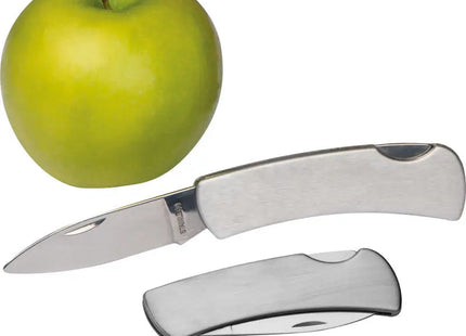 Taschenmesser aus Edelstahl mit Sicherheitsverschluss: Silbergrau, Robust, Vielseitig TK Gruppe® Grosshandel 