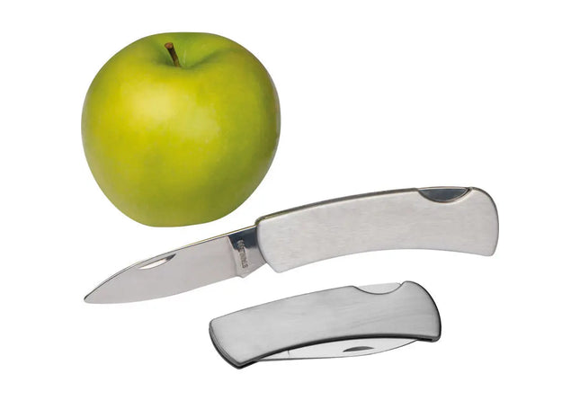 Taschenmesser aus Edelstahl mit Sicherheitsverschluss: Silbergrau, Robust, Vielseitig TK Gruppe® Grosshandel 