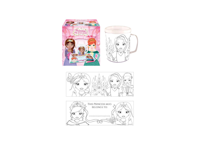 Tasse zum Ausmalen Prinzessin, 2 Designs, kreative Kindertasse, Farbwechselbecher TK Gruppe® Grosshandel 