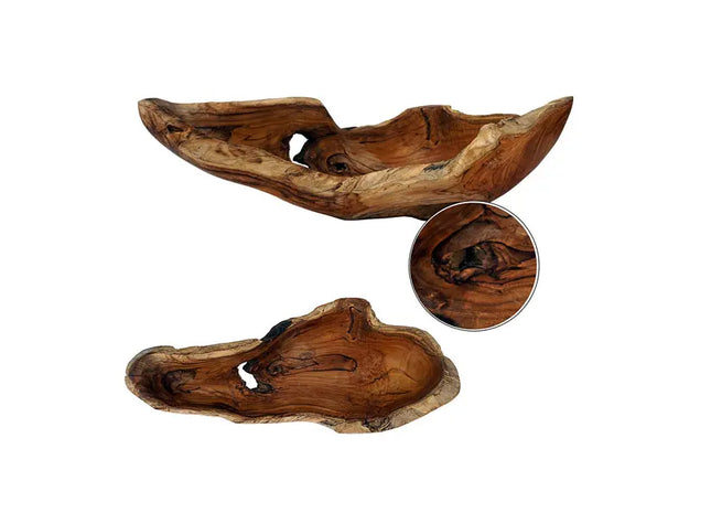 Teakholz Gefäß, längliche Form, ca. 60cm lang TK Gruppe® Grosshandel 