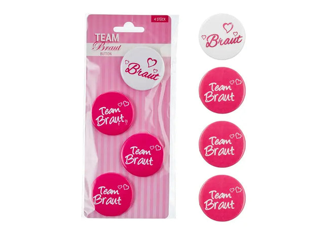 Team Braut Anstecker 4er Set – Ideal für Junggesellinnenabschiede TK Gruppe® Grosshandel 