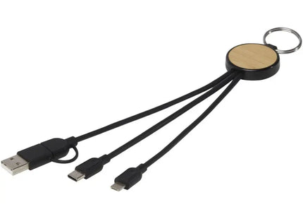 Tecta 6-in-1 Ladekabel, Schlüsselring aus Bambus und Kunststoff - Schwarz TK Gruppe® Grosshandel 