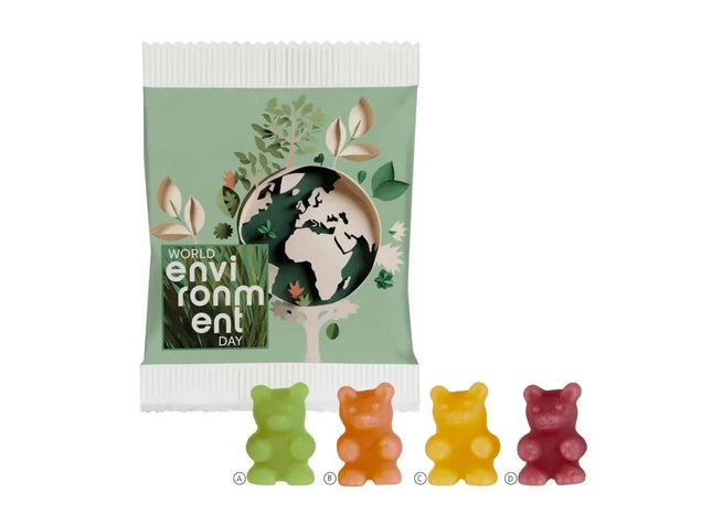 Tee-Aroma Gummibärchen in bedrucktem Papiertütchen für Werbezwecke TK Gruppe® Grosshandel 