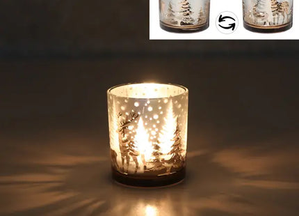 Teelichthalter Winterlandschaft, ca. 7x8 cm – Gemütliche Winterdeko TK Gruppe® Grosshandel 