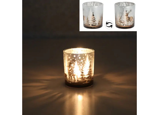 Teelichthalter Winterlandschaft, ca. 7x8 cm – Gemütliche Winterdeko TK Gruppe® Grosshandel 