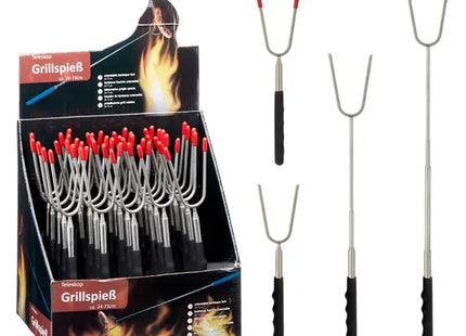 Teleskop Grillspieß - 73 cm Verstellbarer BBQ Spieß für Camping, Braten und Outdoor-Kochen TK Gruppe® Grosshandel 