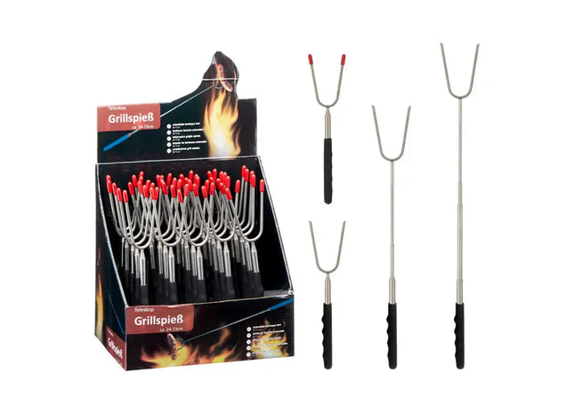 Teleskop Grillspieß - 73 cm Verstellbarer BBQ Spieß für Camping, Braten und Outdoor-Kochen TK Gruppe® Grosshandel 