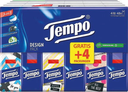 Tempo Taschentücher 48x10 Pack 4-lagig - Extra Starke und Weiche Tücher TK Gruppe® Grosshandel 