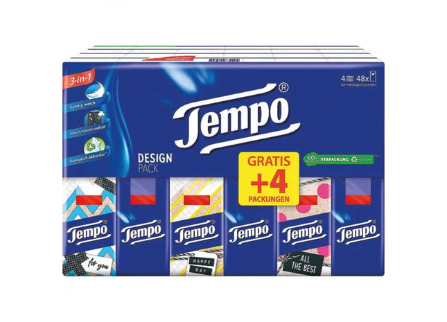 Tempo Taschentücher 48x10 Pack 4-lagig - Extra Starke und Weiche Tücher TK Gruppe® Grosshandel 