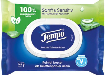Tempo Wet Toilet Paper - Gentle & Sensitive, Hypoallergenic, Flushable, 42 Count TK Gruppe® Grosshandel 