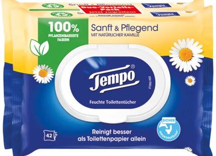 Tempo Wet Toilet Wipes - Gentle & Nourishing, Hypoallergenic, Flushable, 42 Sheets TK Gruppe® Grosshandel 
