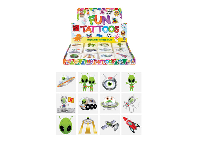 Temporäre Alien-Tattoos, 4 cm, verschiedene Designs, 12er-Pack – Partygeschenke für Kinder TK Gruppe® Grosshandel 