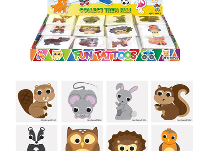 Temporäre Waldtier-Tattoos, verschiedene Mini-Tattoos, 4 cm, 12er-Pack für Kinder TK Gruppe® Grosshandel 