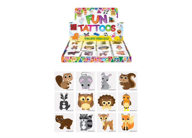 Temporäre Waldtier-Tattoos, verschiedene Mini-Tattoos, 4 cm, 12er-Pack für Kinder TK Gruppe® Grosshandel 