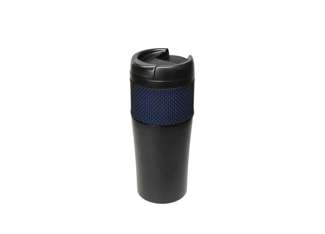 Temptation Großer Isolierbecher mit Manschette 500 ml, Schwarz-Blau, Stilvoll TK Gruppe® Grosshandel 
