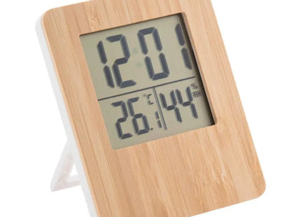 Tenkebo Wetterstation - Natürliches Holz Thermometer, Hygrometer und Uhr TK Gruppe® Grosshandel 